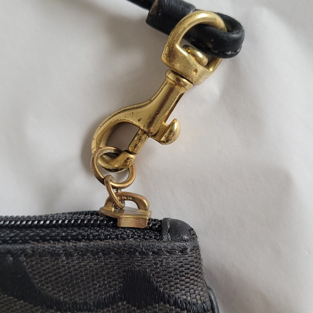 Coach Black and Gray Signature Wristlet - Picture 3 of 4